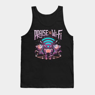 Praise the Wifi - Funny Evil Goth Cats Tank Top